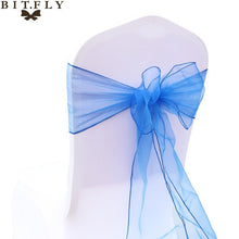 Load image into Gallery viewer, 200Pcs/lot Organza Chair Sash Bow For Cover Banquet Wedding Party Event Xmas Decoration Sheer Fabric Supply 18cm*275cm