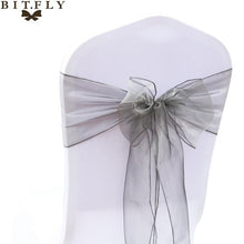 Load image into Gallery viewer, 200Pcs/lot Organza Chair Sash Bow For Cover Banquet Wedding Party Event Xmas Decoration Sheer Fabric Supply 18cm*275cm
