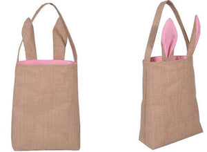 Cotton Linen Easter Egg hunt Bag Rabbit Bunny Ear Shopping Tote kids child Jute Cloth gift Bag handbag Festive Supplies 5color