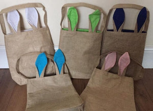 Cotton Linen Easter Egg hunt Bag Rabbit Bunny Ear Shopping Tote kids child Jute Cloth gift Bag handbag Festive Supplies 5color