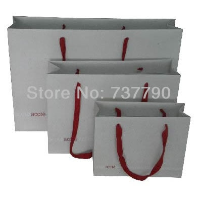 custom printed logo gift paper bag/Recyclable packaging white paper bag for product 42x31x15cm